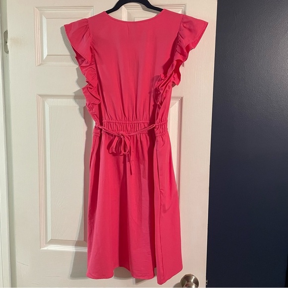 Pink Ruffle Sleeve Dress - Picture 2 of 8